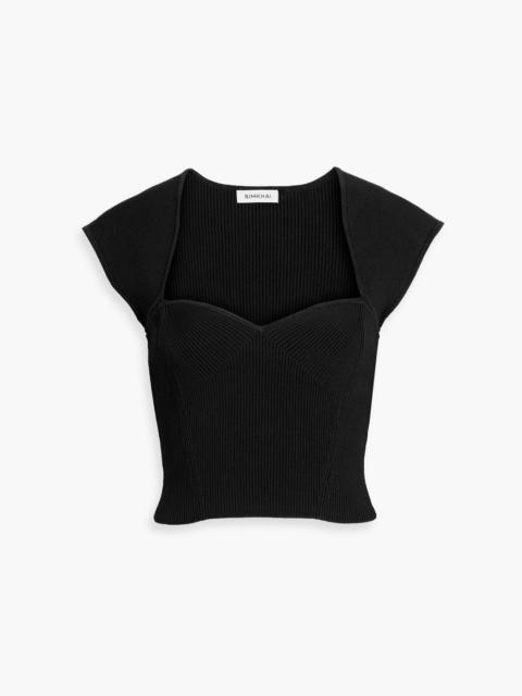 SIMKHAI Abia cropped ribbed-knit top