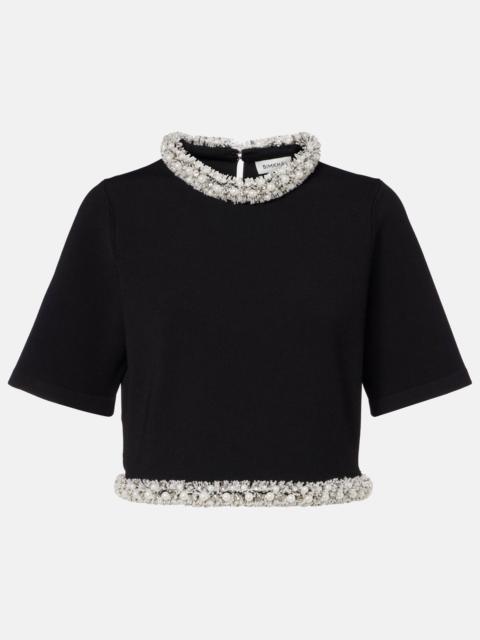 SIMKHAI Ozelle embellished knitted crop top