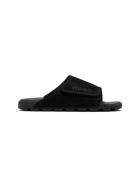 HUGO Black Strap Faux-Suede Upper Sandals