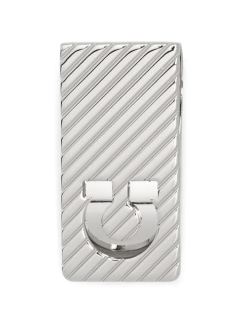 FERRAGAMO MONEY CLIP GUILLOCHE WITH DIAGONAL STRIPES