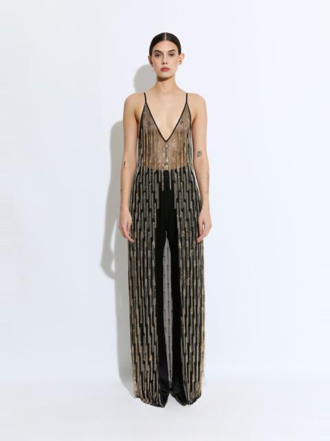 LAPOINTE Rhinestone Fringe Long Cami Top