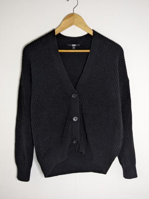 Other Designers Uniqlo Crocheted Pattern Cotton Knit Sweater Black Cardigan