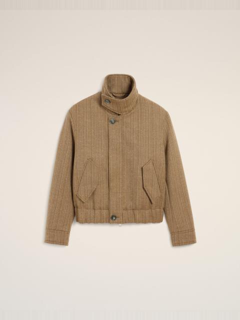AMI Paris BROWN WOOL HERRINGBONE HARRINGTON JACKET