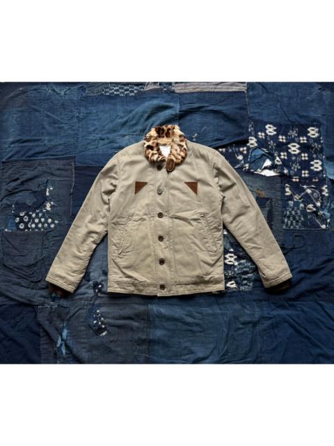 visvim visvim 12aw deckhand jacket leopard collar in olive