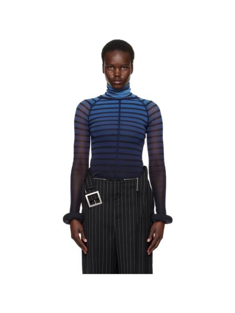 Jean Paul Gaultier Blue 'The 3D Striped" Turtleneck
