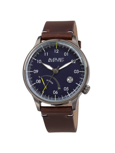 Other Designers August Steiner Quartz Blue Dial Brown Leather Men's Watch AS8285GNBU
