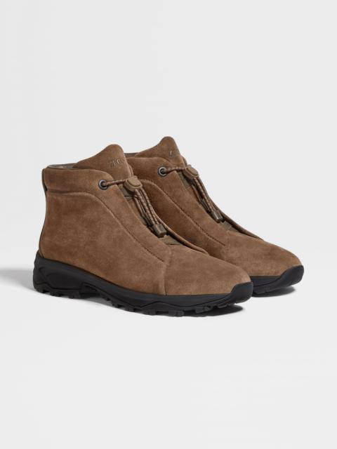 ZEGNA BROWN SUEDE TRIPLE STITCH™ VETTA SNEAKERS