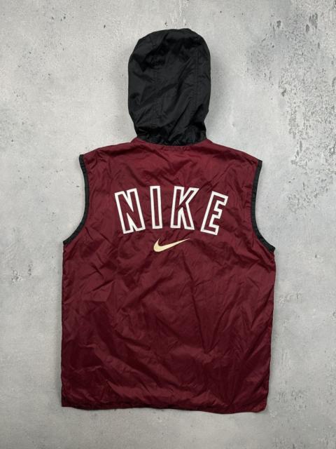 Nike Vintage Y2K Nike Swoosh Hooded Windbreaker Vest Black Red