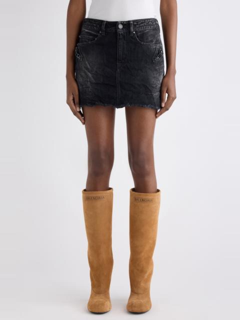 BALENCIAGA Balenciaga City Distressed Cutoff MIniskirt in 1037 Black Fade Out at Nordstrom
