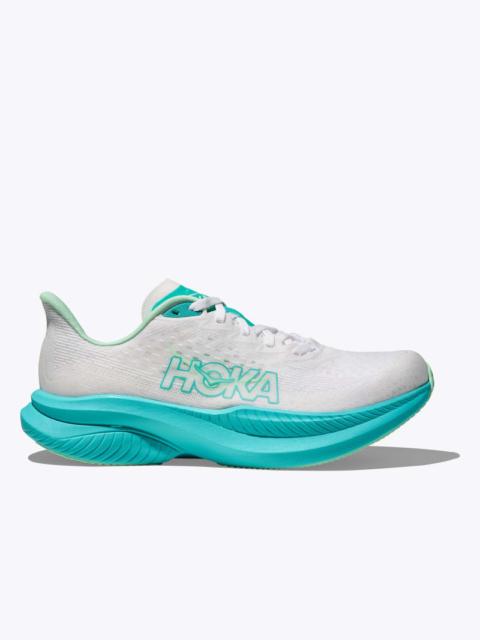 HOKA Women's Mach 6 Shoes in White/Cielo Blue