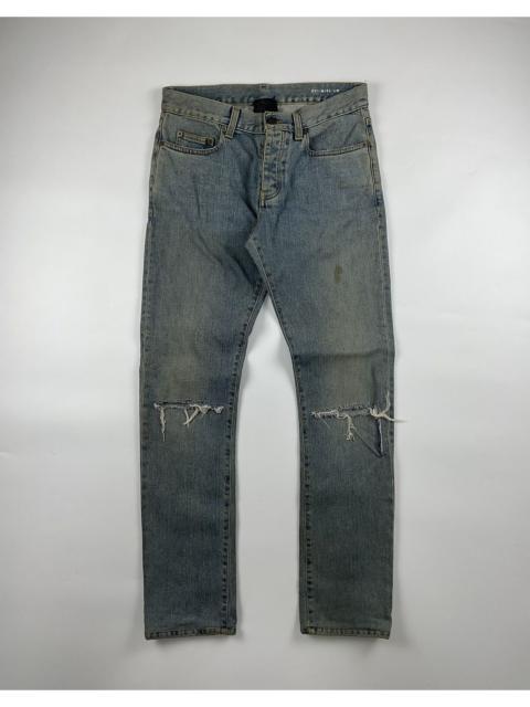 SAINT LAURENT Saint Laurent Washed Distressed Knee Denim