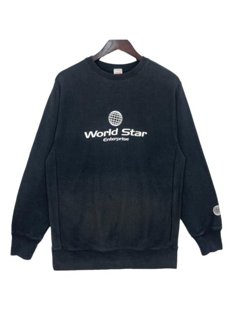 Other Designers Japanese Brand - Vintage World Star Go The Top Sweatshirt Black Pin Hole