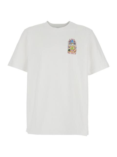 CASABLANCA Casablanca Men White Crewneck T-Shirt With Logo Detail On The Front And Maxi Logo On The Rear In Cot