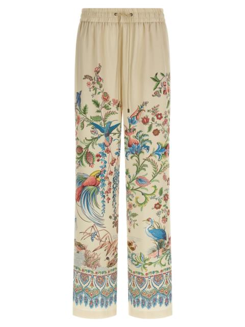 Etro Flora And Fauna Printed Trousers Pants Beige