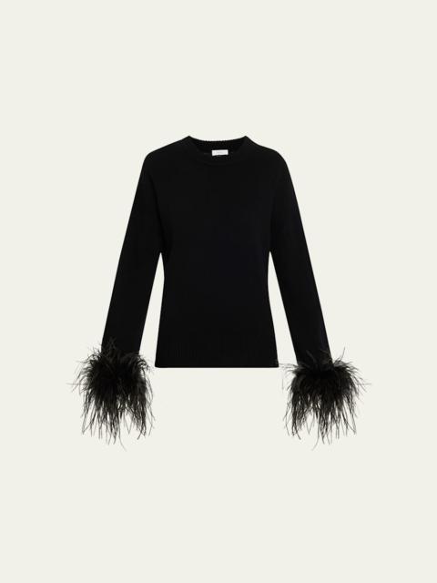A.L.C. Wilda Feather-Trim Crewneck Sweater