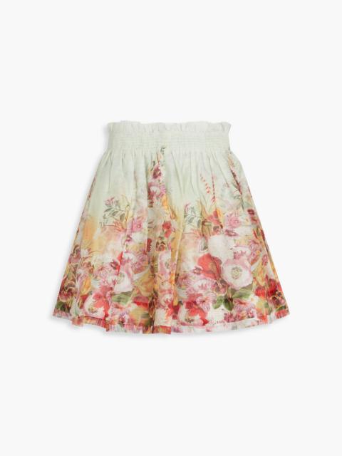 Zimmermann Floral-print linen and silk-blend organza mini skirt
