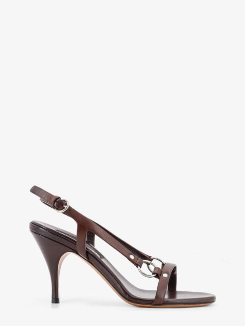 Miu Miu Miu Miu Leather Sandals with Metal Detail Brown