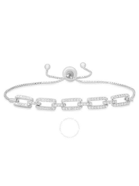 Kylie Harper - Kylie Harper Sterling Silver CZ Paperclip Adjustbale Bracelet