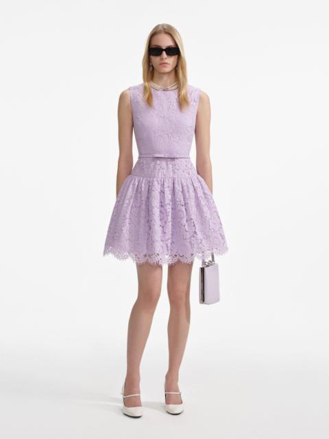 self-portrait Lilac Lace Sleeveless Mini Dress