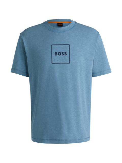 BOSS SLUB-COTTON T-SHIRT WITH LOGO PRINT