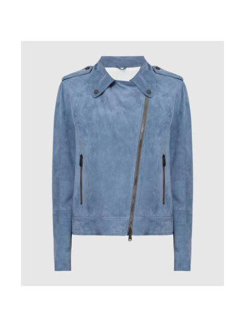 Brunello Cucinelli Brunello Cucinelli Woblue Suede Biker Jacket