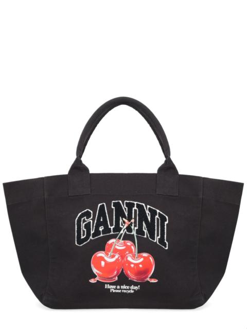 GANNI COTTON CHERRY TOTE BAG