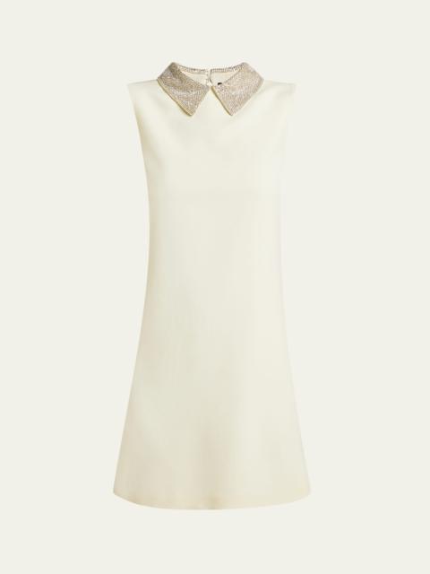 Crystal-Collar Envers Satin Mini Dress