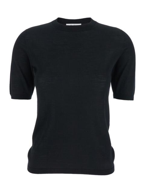 Max Mara Women 'Gerico' Black Crewneck Sweater With Short Sleeves In Wool Woman