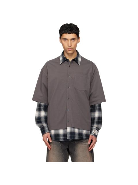We11done Gray Check Layered Shirt