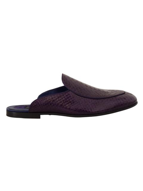 Dolce & Gabbana Purple Exotic Leather Flats Slides Shoes