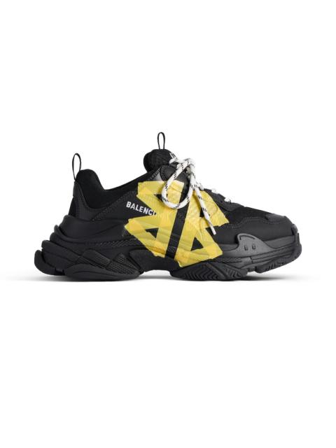 BALENCIAGA Men's Triple S Tape Type Sneaker  in Black/yellow