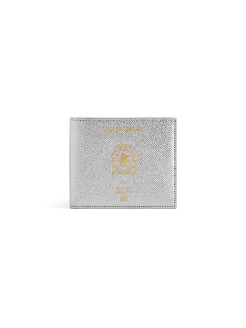 BALENCIAGA Men's Passport Square Folded Wallet in Silver