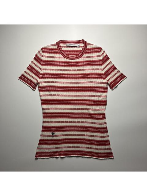 Other Designers Luxury - Christian Dior striped ribbed knit T-shirt.