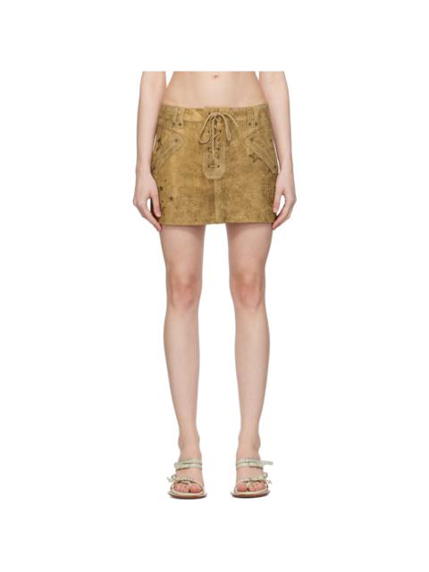 GUESS USA Tan Printed Leather Miniskirt