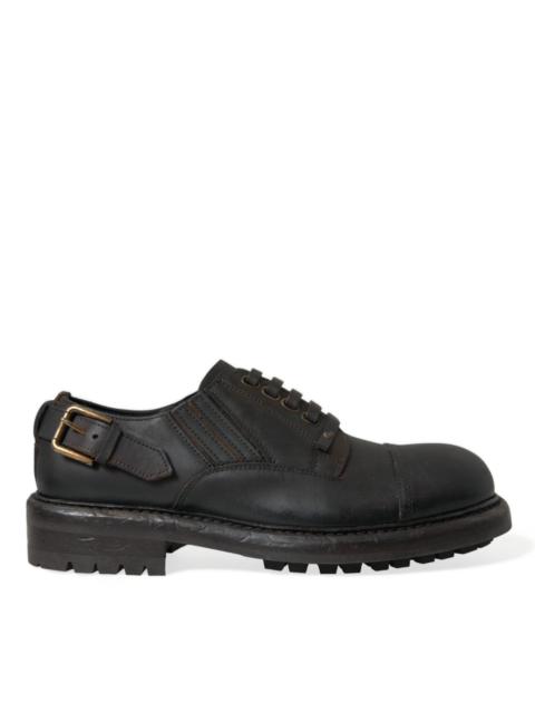 Dolce & Gabbana Dolce & Gabbana Brown Leather Lace Up Derby Men Dress Shoes