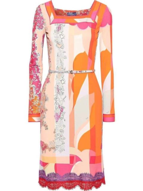 PUCCI Lace-Trimmed Printed Jersey Dress