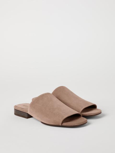 Brunello Cucinelli Suede mules with monili