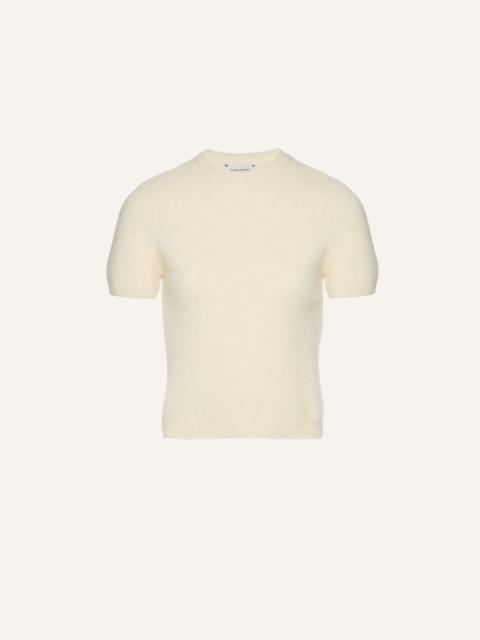 MAGDA BUTRYM Short-sleeve mohair knit top in cream