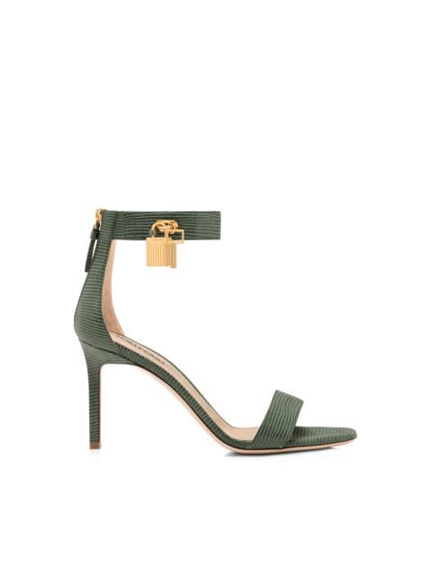 TOM FORD LIZARD-EFFECT SUEDE LEATHER PADLOCK SANDAL
