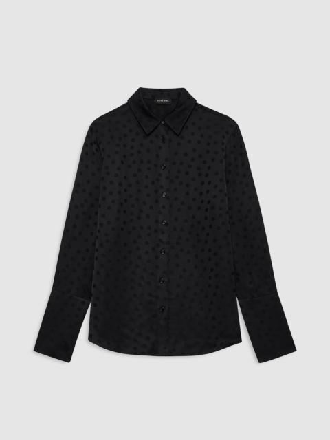 ANINE BING ANINE BING Amanda Dot Jacquard Blouse in Black Dot Jacquard at Nordstrom