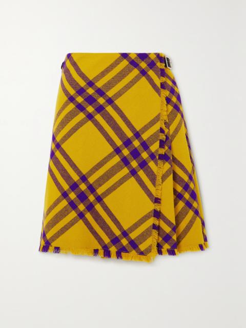 Burberry Wrap-effect Checked Wool Skirt