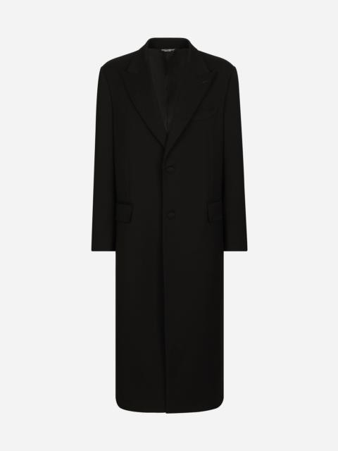 Single-breasted double-face stretch wool coat