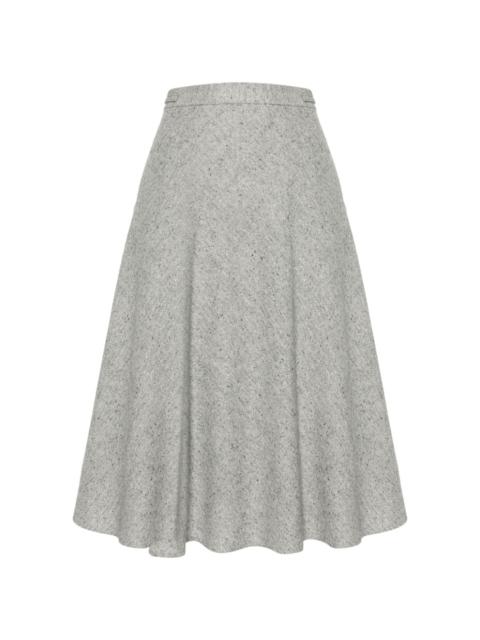 A-line speckle-knit midi skirt