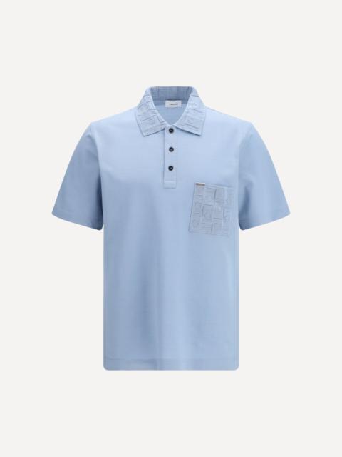 FERRAGAMO V-neck Polo with jacquard pocket detail