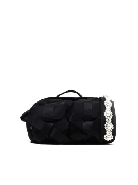 Simone Rocha CLASSIC BOW CROSSBODY BAG WITH EMBROIDERY – BLACK/PEARL