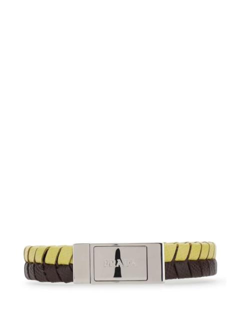 Prada Prada Men Two-Tone Leather Bracelet