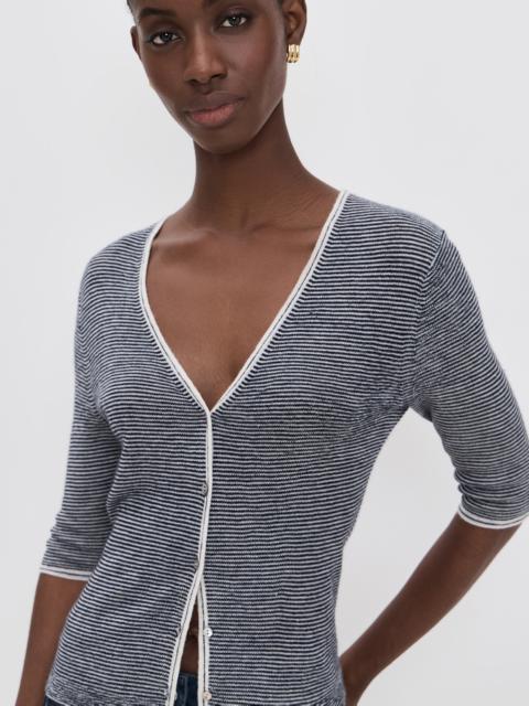 Vince Microstripe V Neck Cardigan