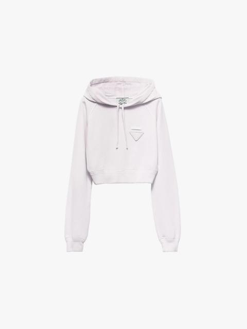 Brand-appliqué cropped cotton-jersey hoody