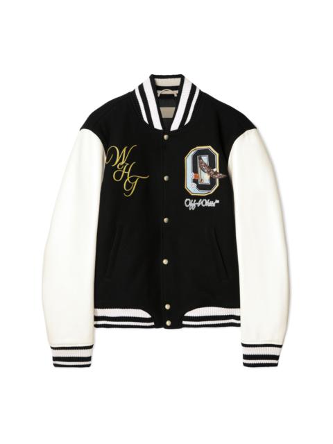 Off-White Fresco Leather/wool Varsity Jacket