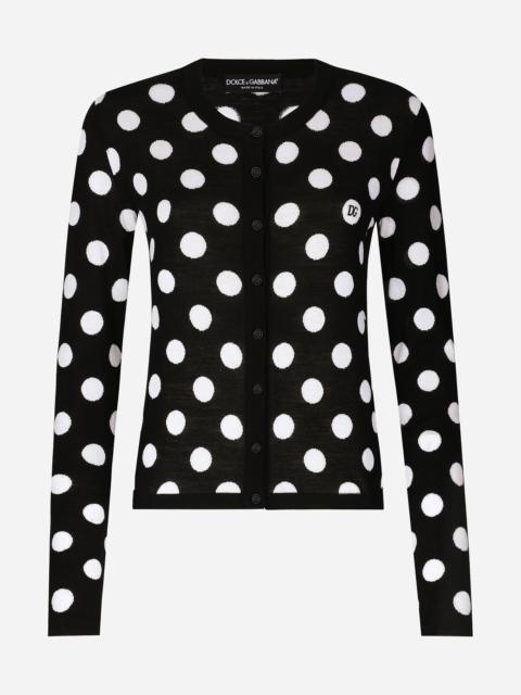 Dolce & Gabbana Wool and silk cardigan with polka-dot inlay